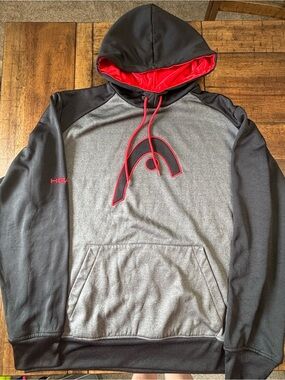 Head Men’s Gray and Black Hoodie with Red Lining and Accents
